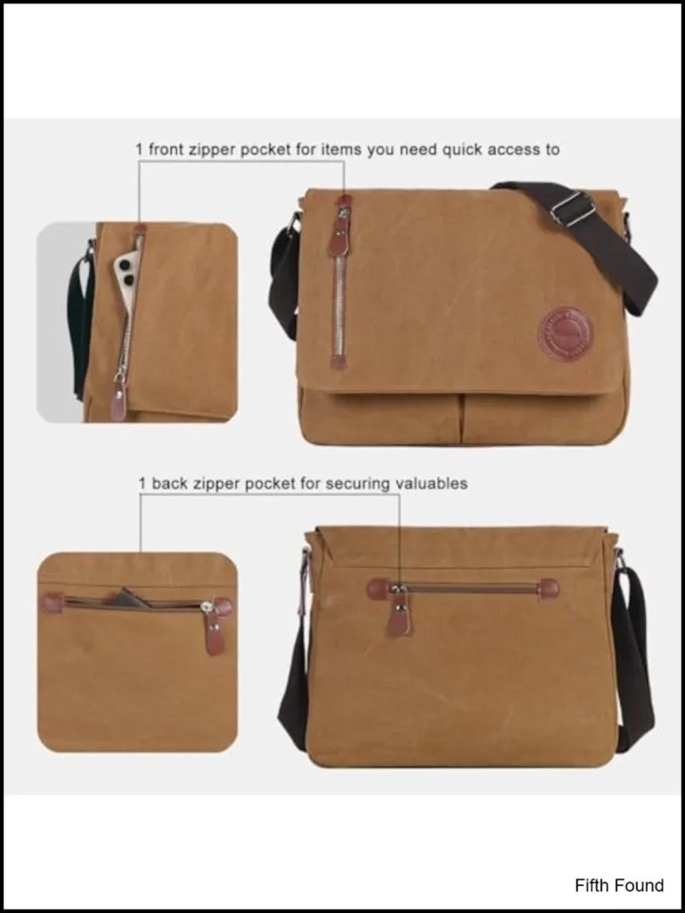 Vintage Canvas Messenger Bag 13.5